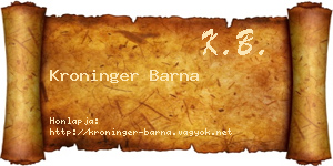 Kroninger Barna névjegykártya